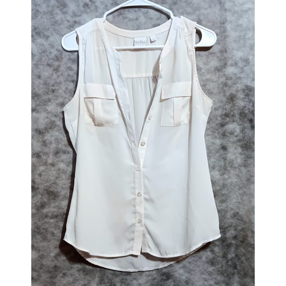 Soho Jeans top Wmn's Sz S white sleeveless New York & Co